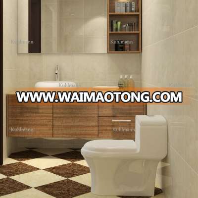 Simple Design Wall Mounted Glossy Wooden Veneer Water Proof Bathroom Vanity